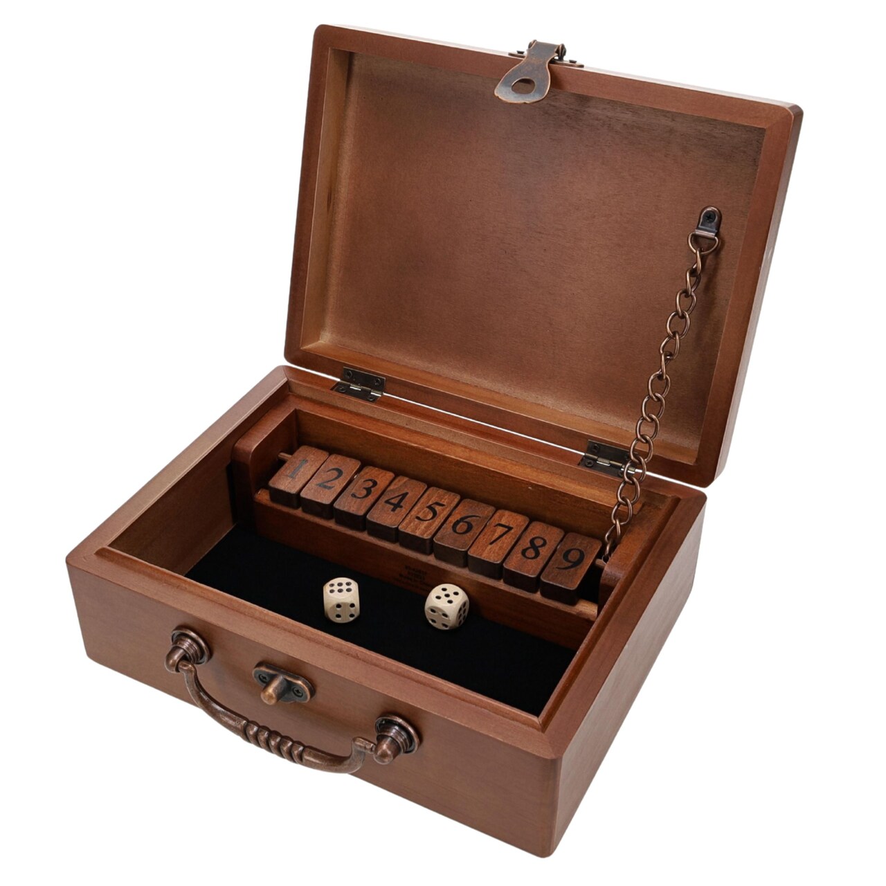 WE Games 9 Number Shut the Box Board Game in Wooden Box with Lid, 8.75 in.